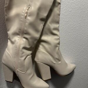 Zara Cream Heeled Boots